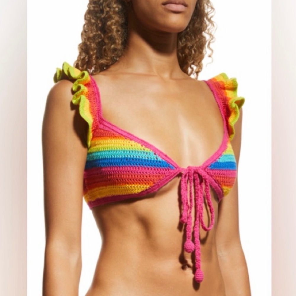 NWT Farm Rio Rainbow Crochet Bikini Top - M